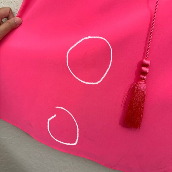 LILLY PULITZER Saria Top Blouse Pink Silk Satin Puff Sleeve Tasseled - Picture 7 of 13